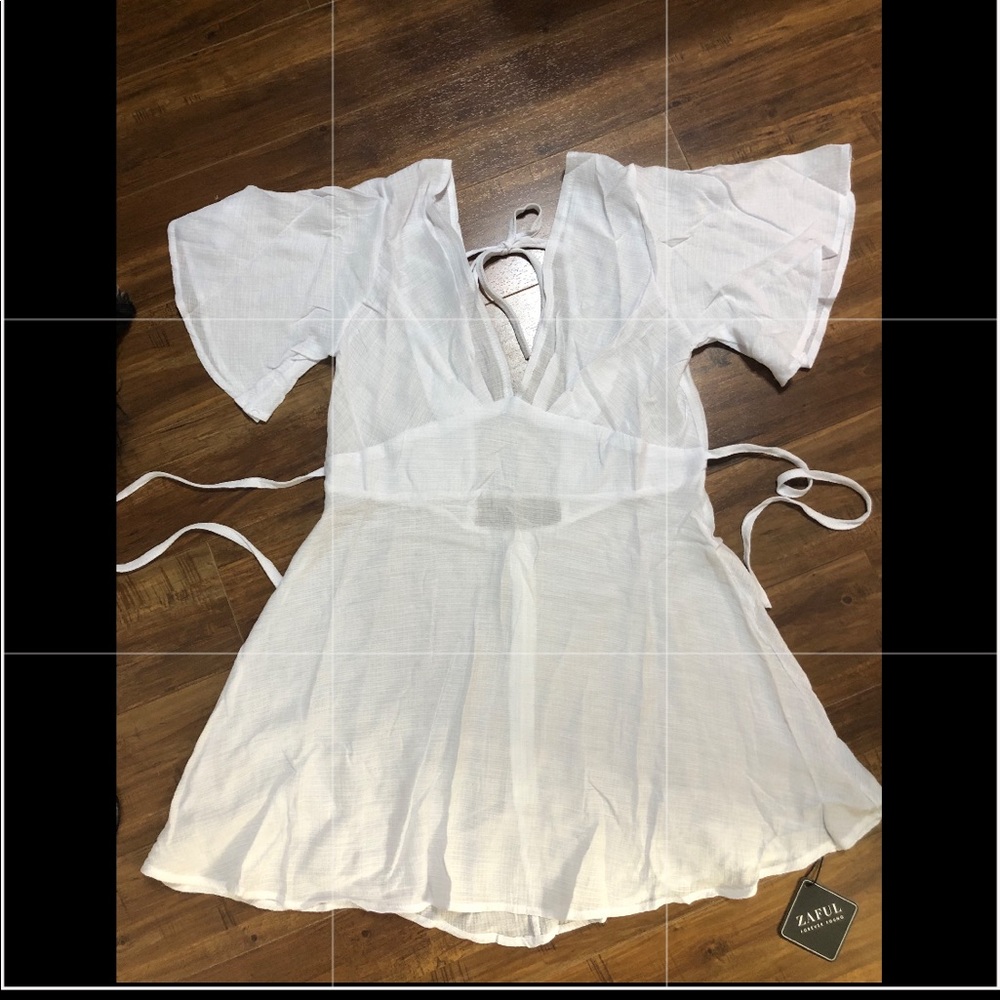 ZAFUL white plunge beach dress
